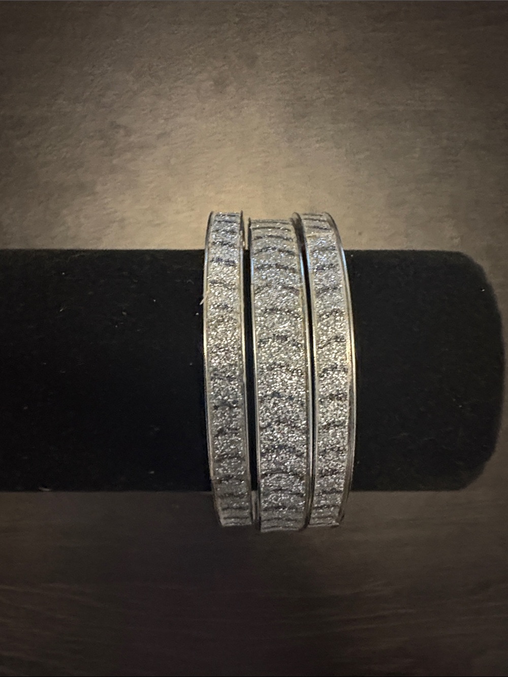 Silver Glitter 3 pc bangle bracelet set